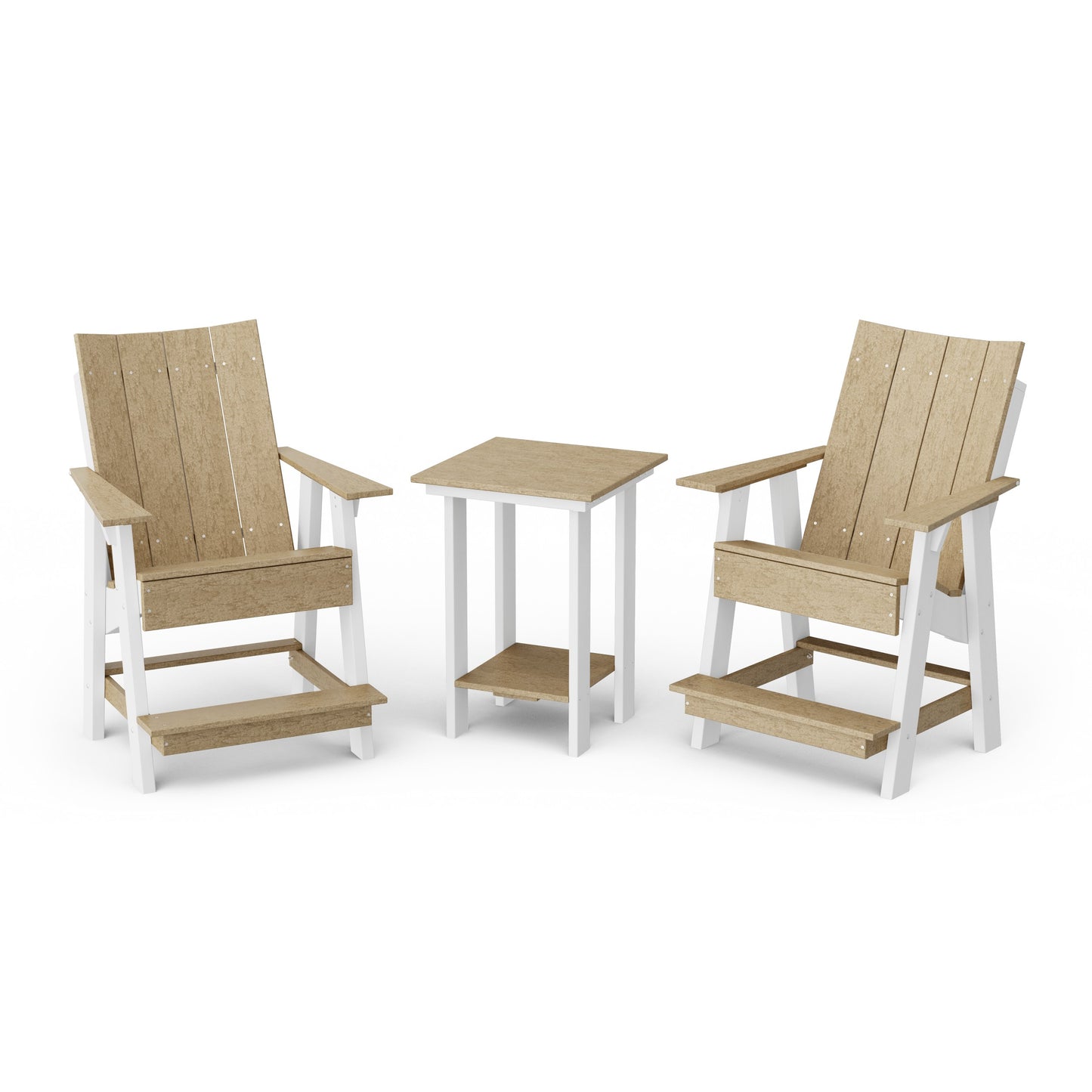 Contemporary 3-Piece Tall Modern Adirondack Chair Set with Side Table