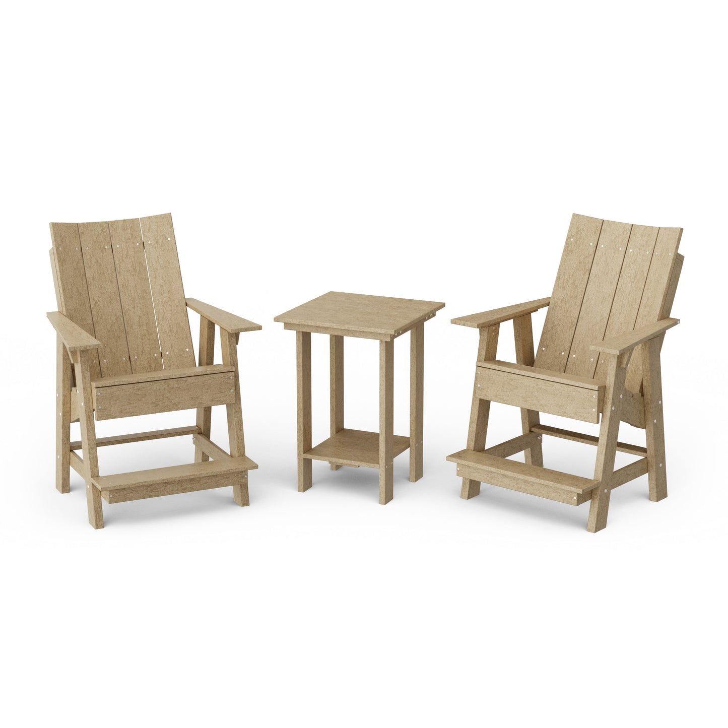 Contemporary 3-Piece Tall Modern Adirondack Chair Set with Side Table