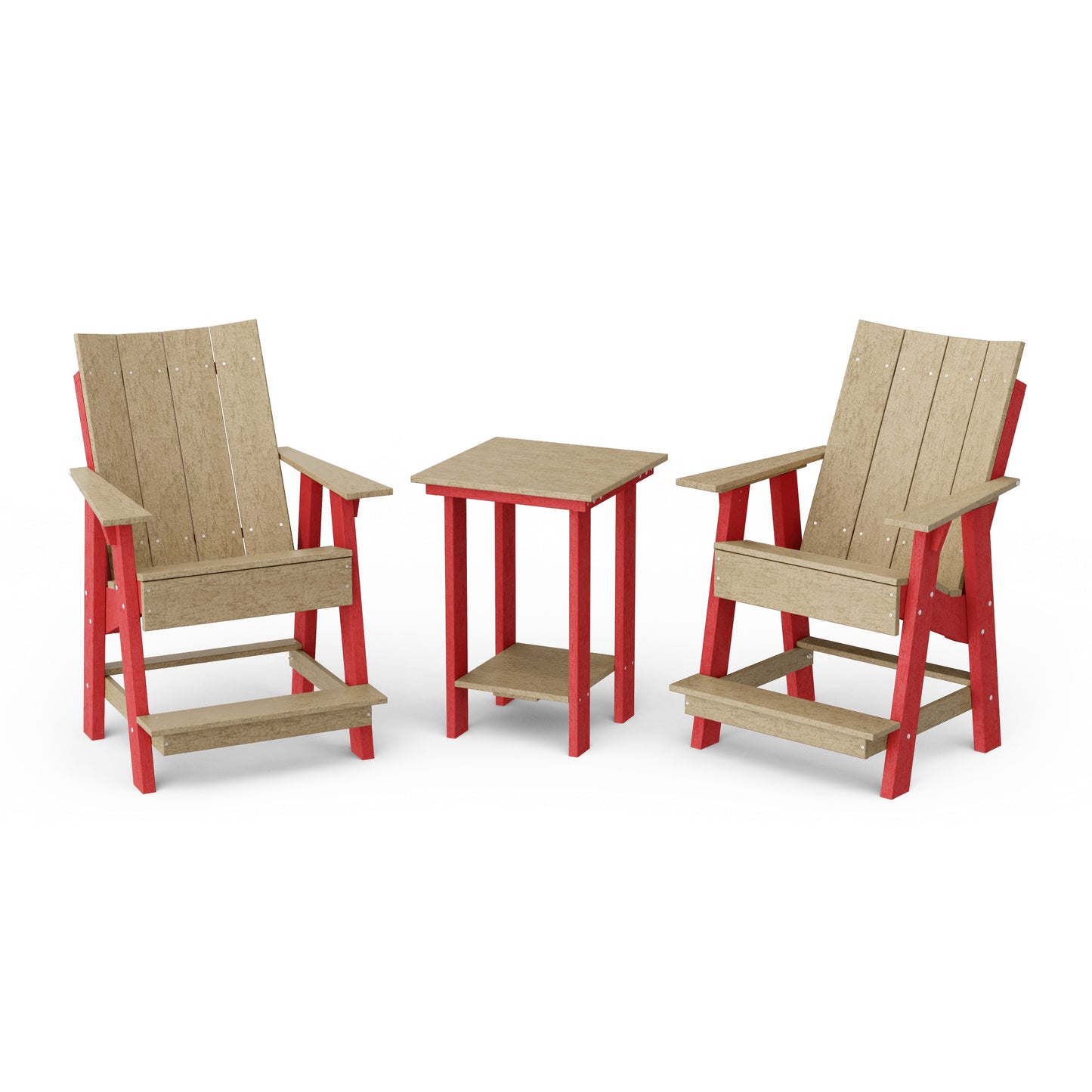 Contemporary 3-Piece Tall Modern Adirondack Chair Set with Side Table