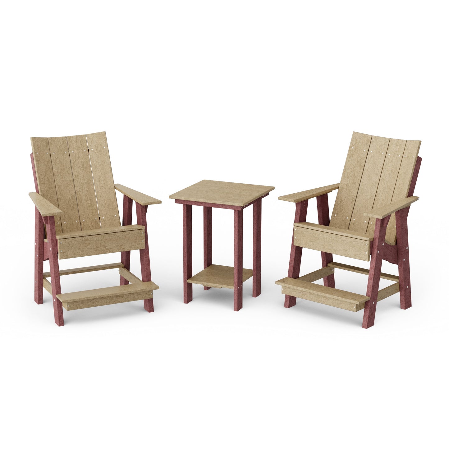 Contemporary 3-Piece Tall Modern Adirondack Chair Set with Side Table