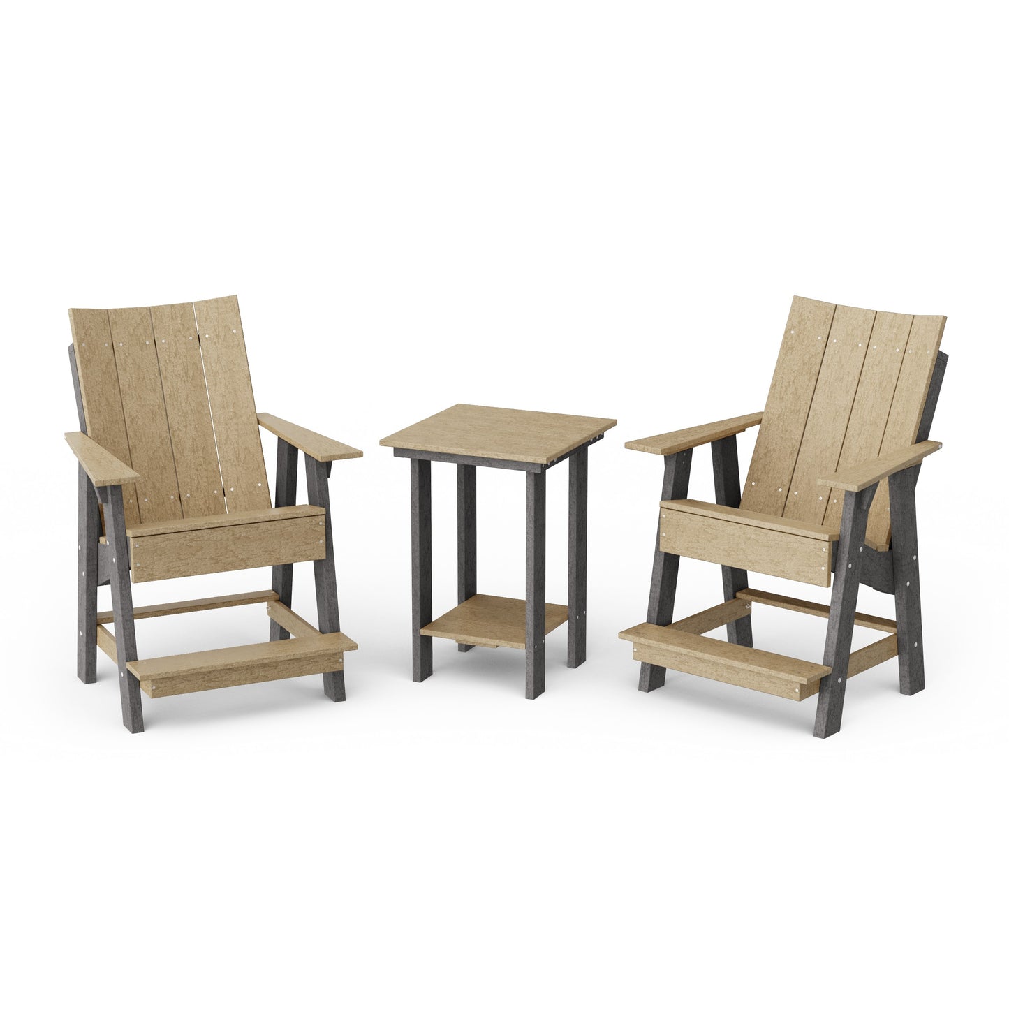 Contemporary 3-Piece Tall Modern Adirondack Chair Set with Side Table