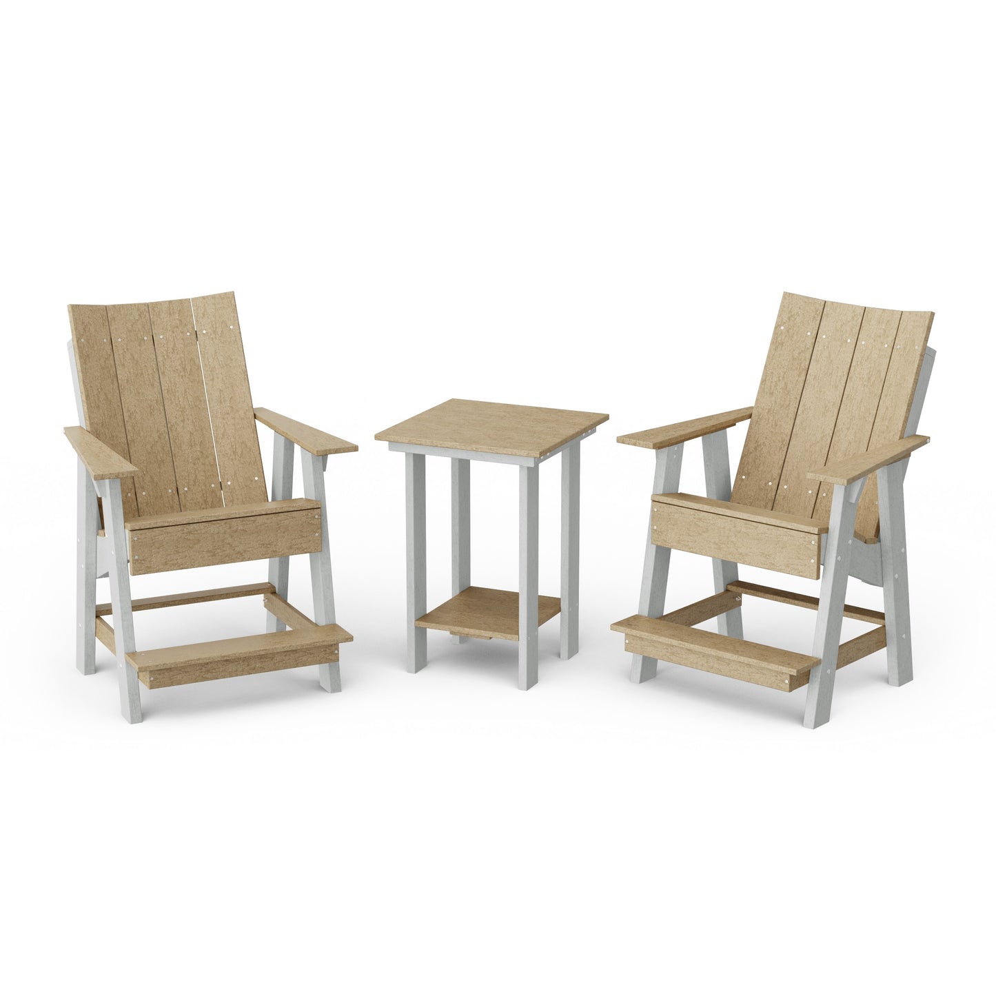 Contemporary 3-Piece Tall Modern Adirondack Chair Set with Side Table