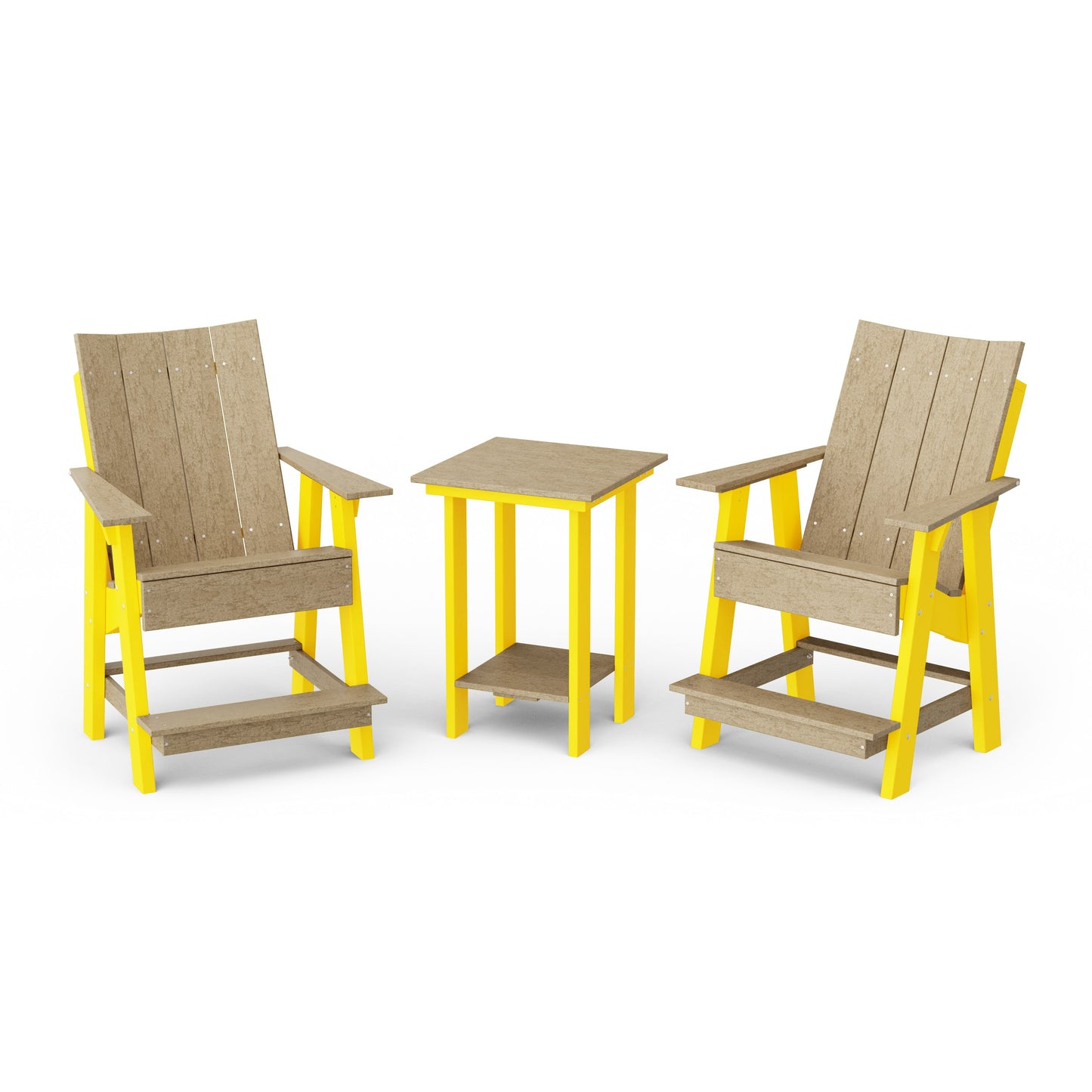 Contemporary 3-Piece Tall Modern Adirondack Chair Set with Side Table