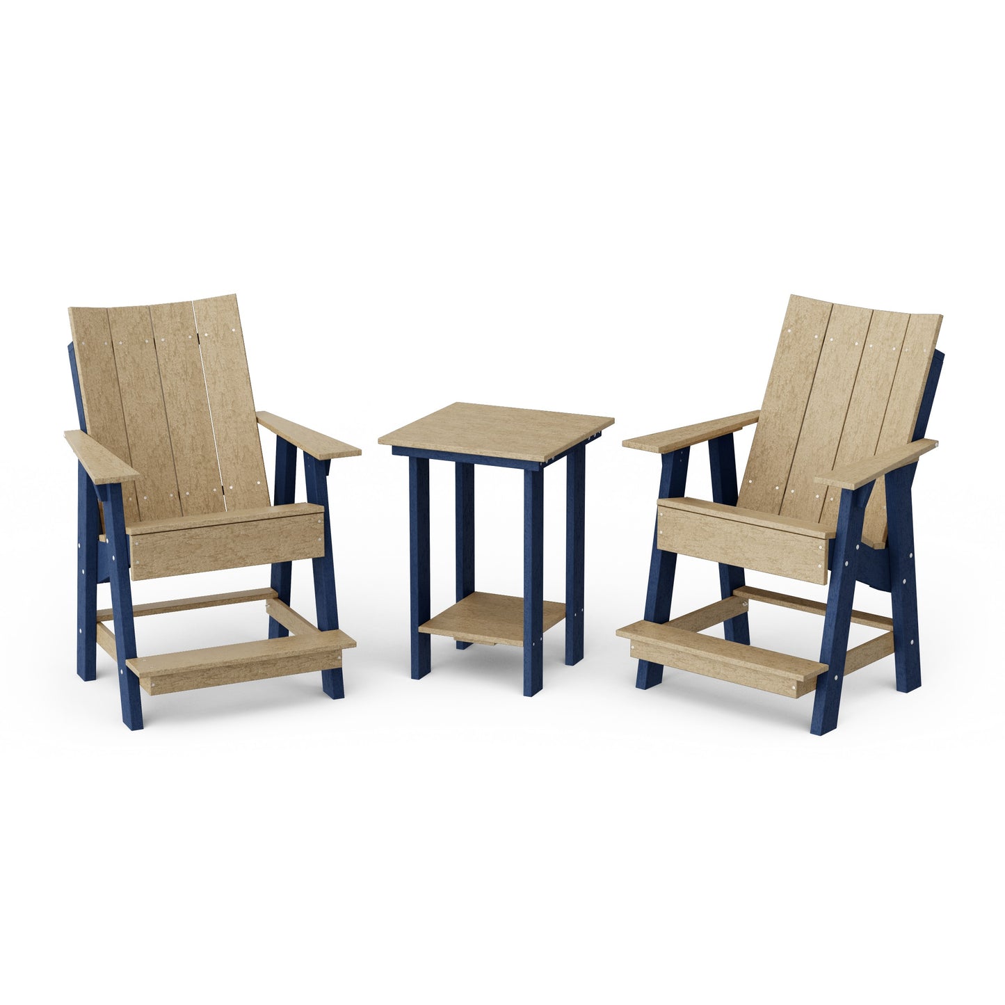 Contemporary 3-Piece Tall Modern Adirondack Chair Set with Side Table