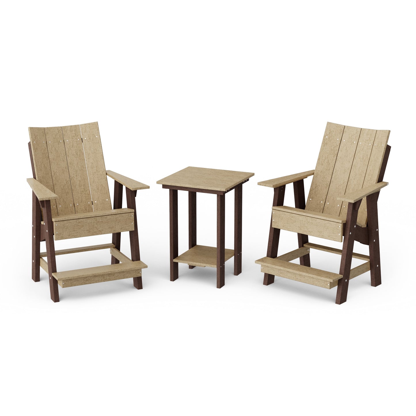 Contemporary 3-Piece Tall Modern Adirondack Chair Set with Side Table