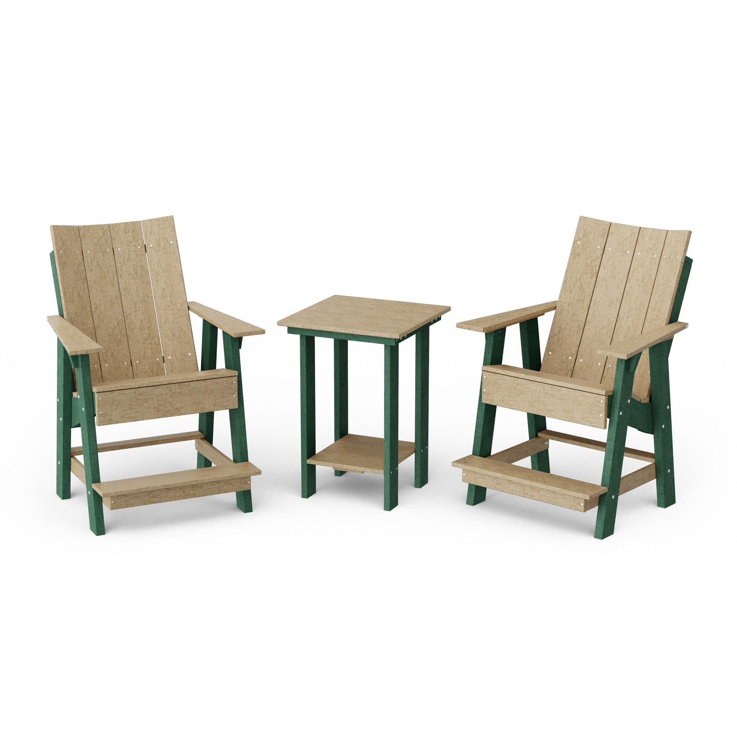 Contemporary 3-Piece Tall Modern Adirondack Chair Set with Side Table
