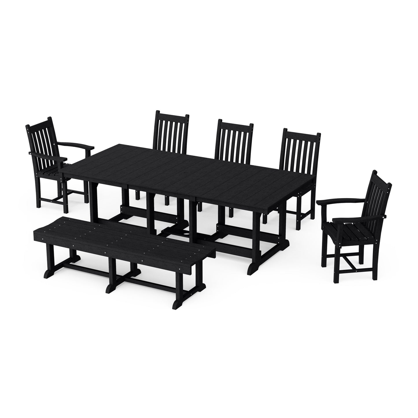 Classic 7-Piece Rectangular Dining Set with Bench