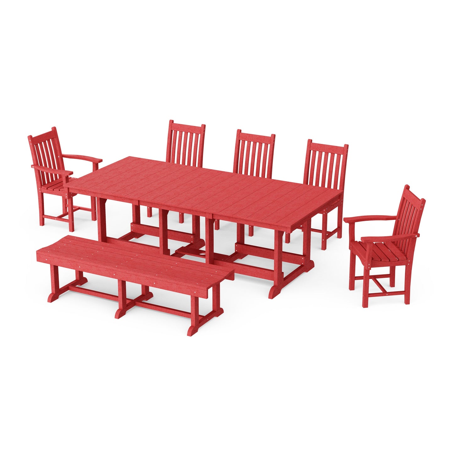 Classic 7-Piece Rectangular Dining Set with Bench