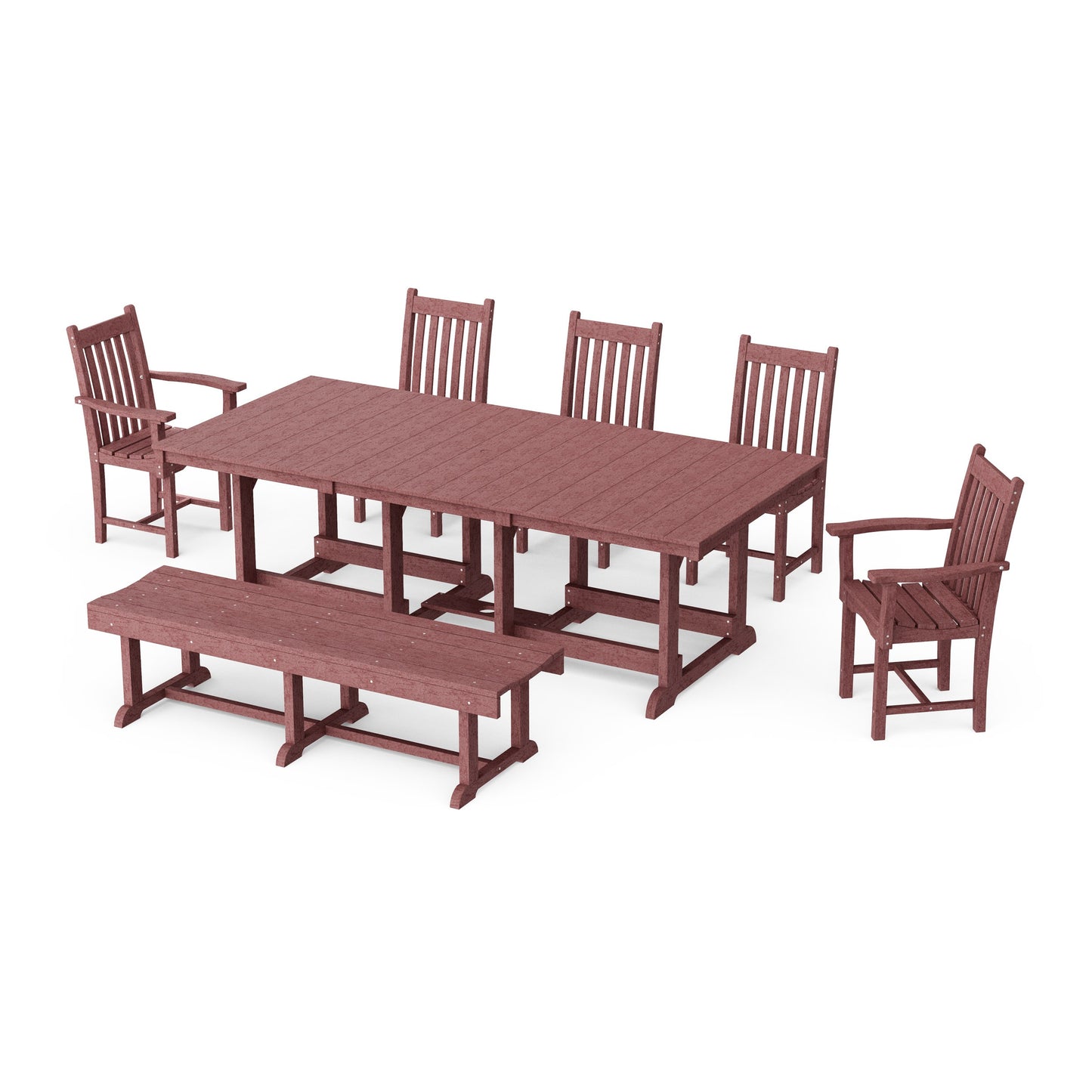 Classic 7-Piece Rectangular Dining Set with Bench