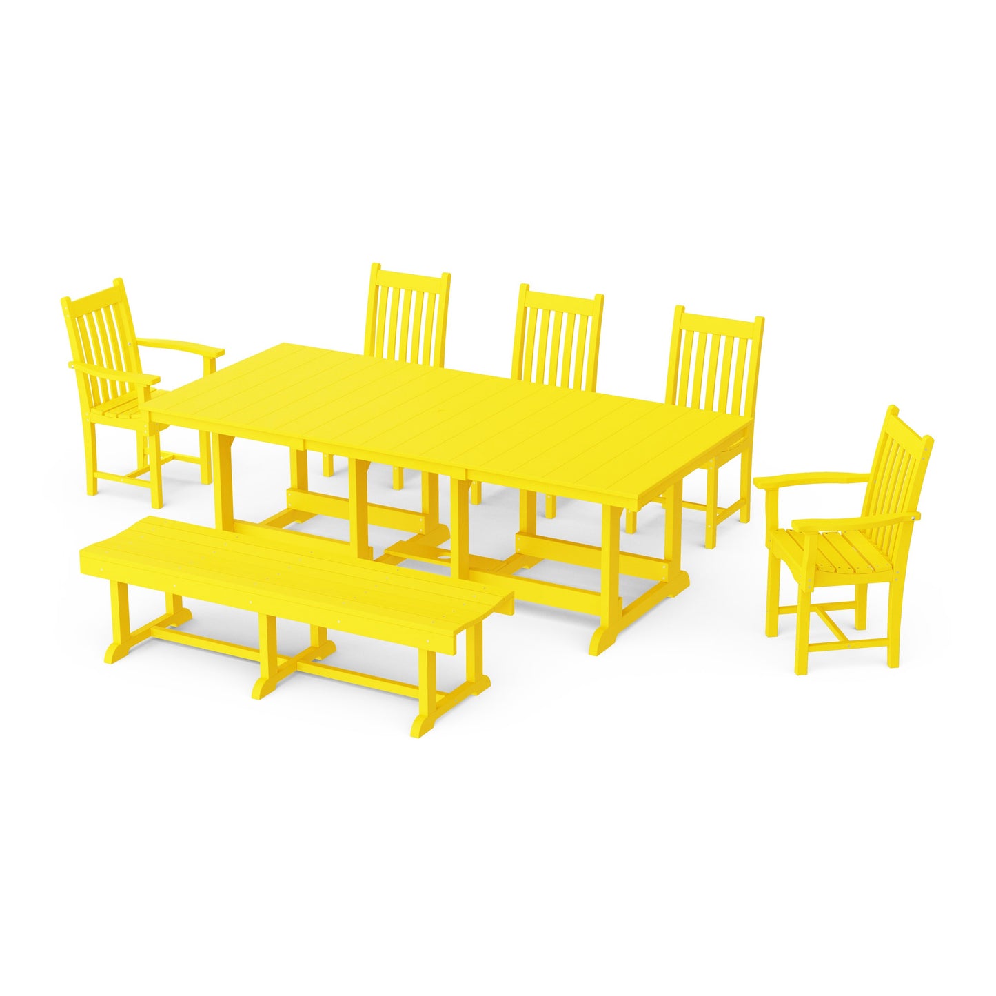 Classic 7-Piece Rectangular Dining Set with Bench