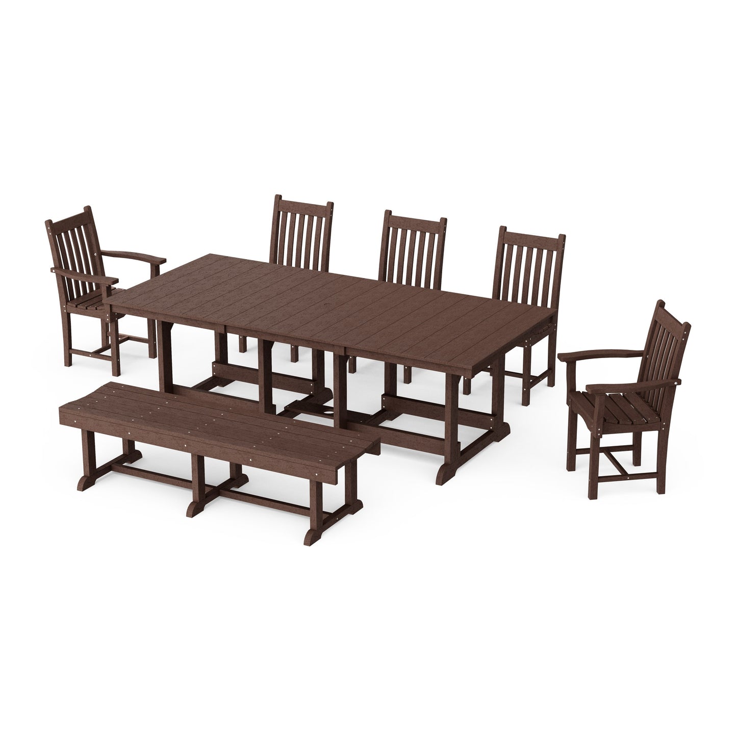 Classic 7-Piece Rectangular Dining Set with Bench