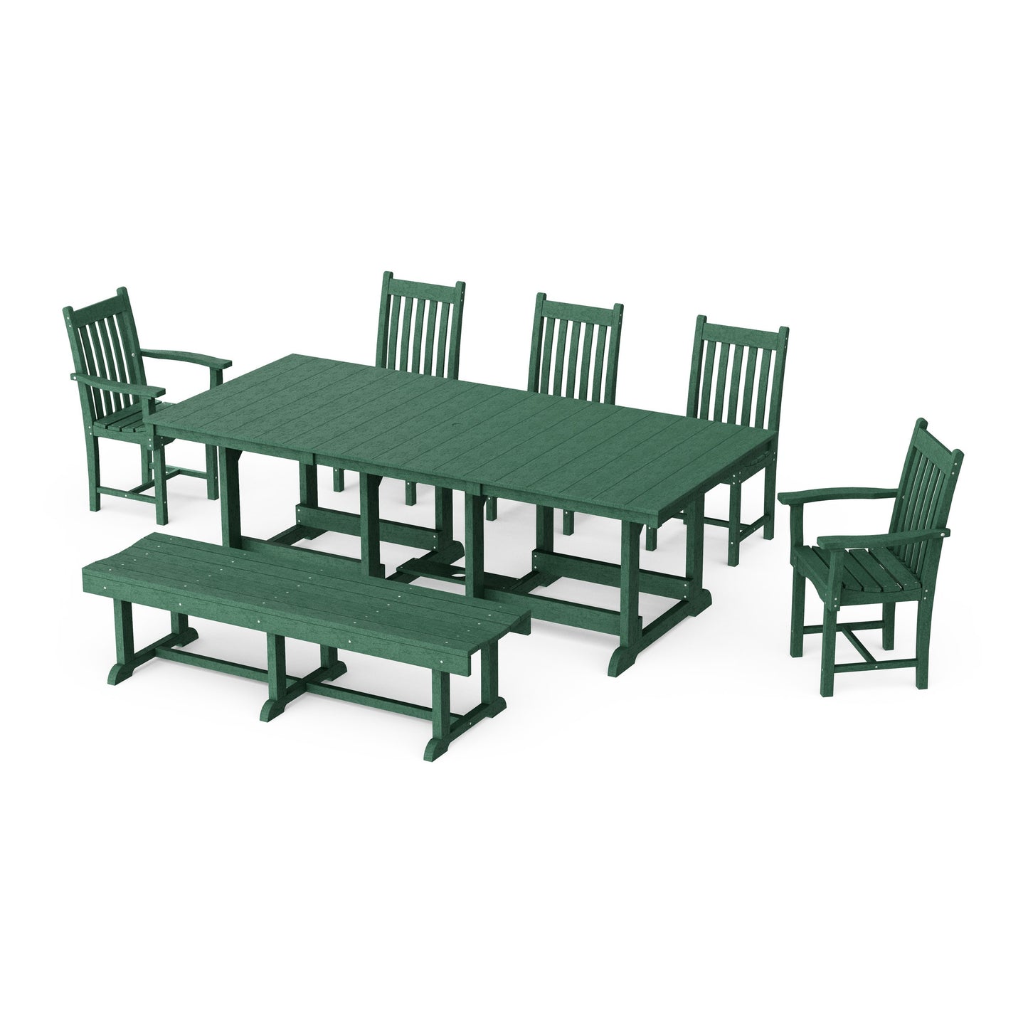 Classic 7-Piece Rectangular Dining Set with Bench