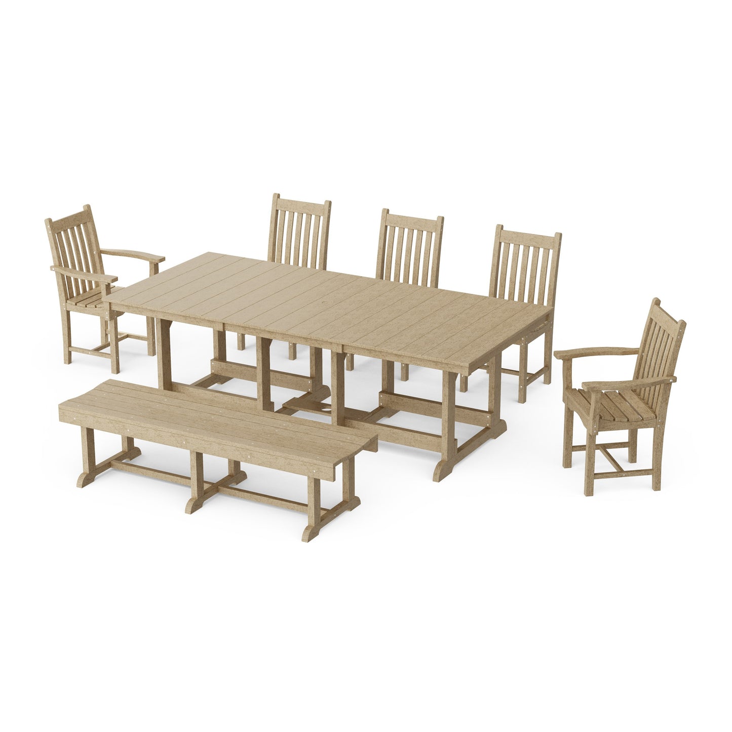 Classic 7-Piece Rectangular Dining Set with Bench