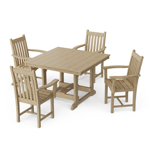 Classic 5-Piece Arm Chair Square Dining Set