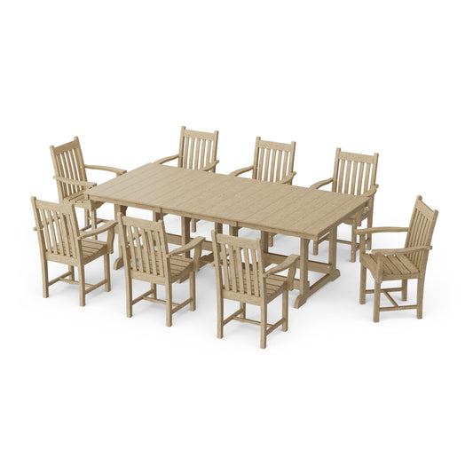 Classic 9-Piece Arm Chair Rectangular Dining Set