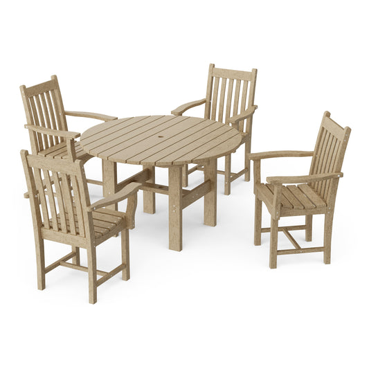 Classic 5-Piece Arm Chair Round Dining Set