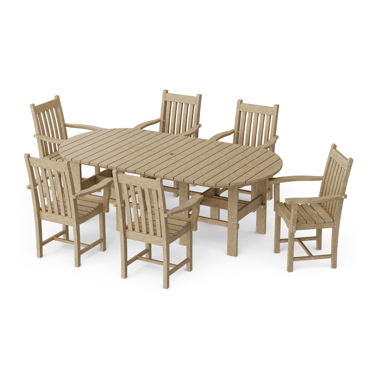 Classic 7-Piece Arm Chair Oval Dining Set