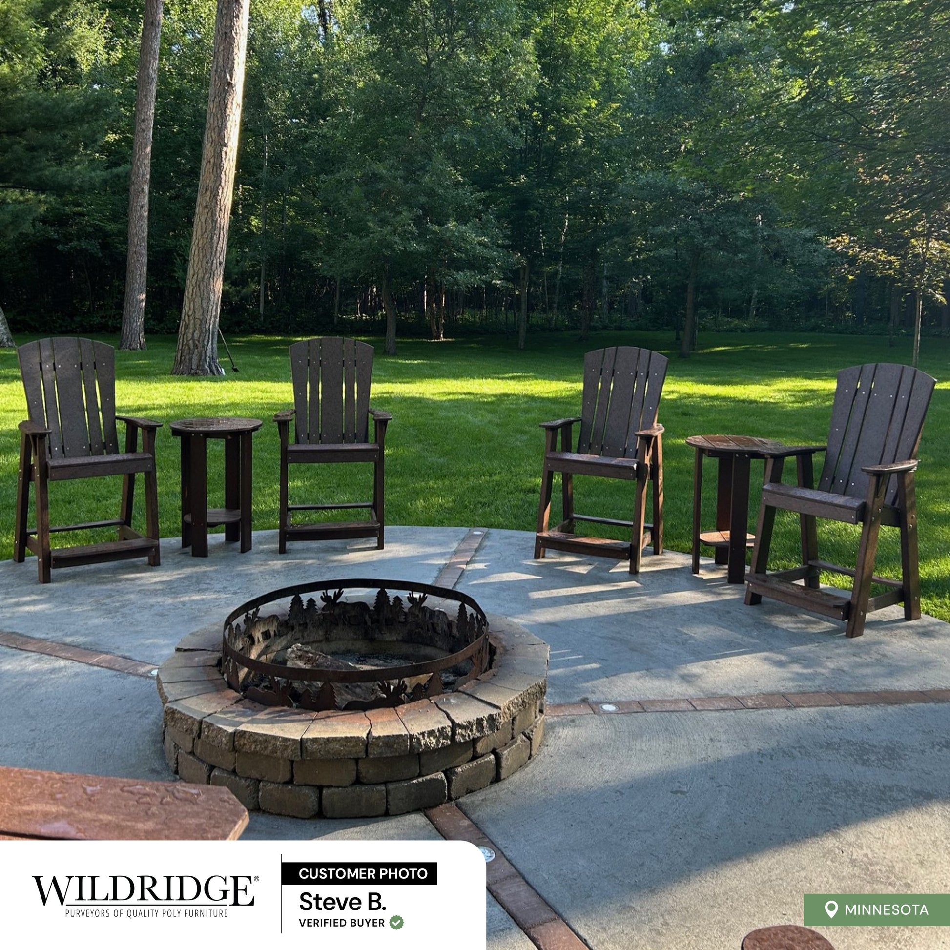 Heritage Balcony Counter Chair sets with side tables in brown