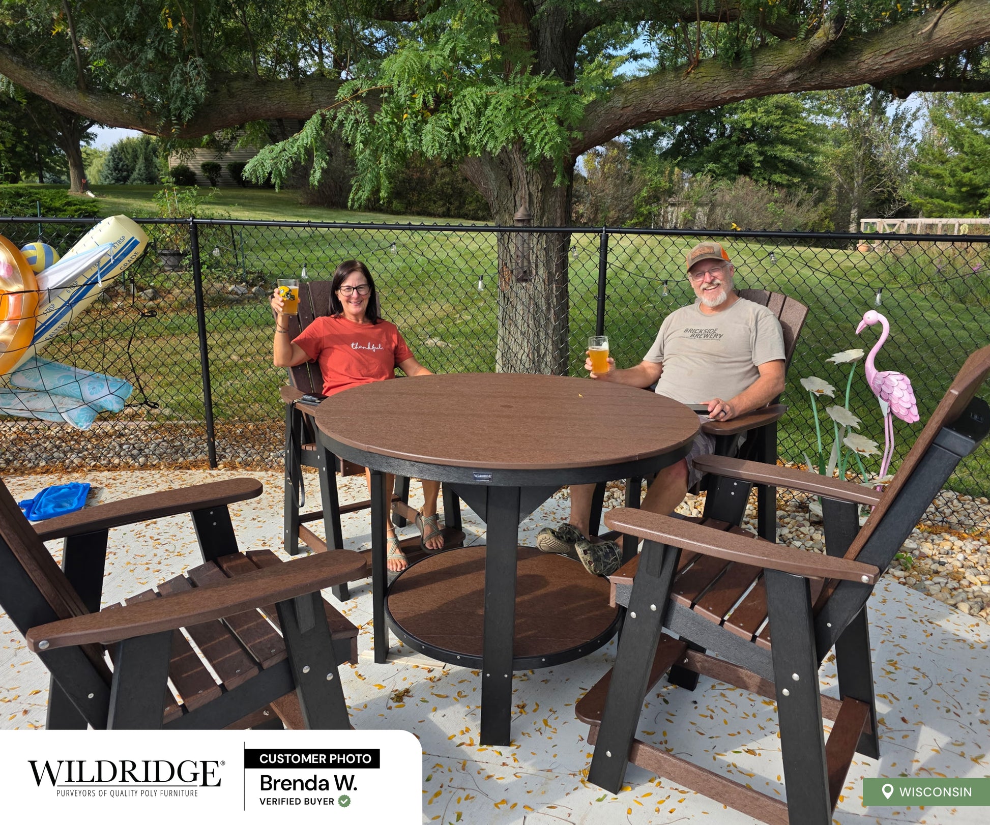 brown and black counter height round dining set