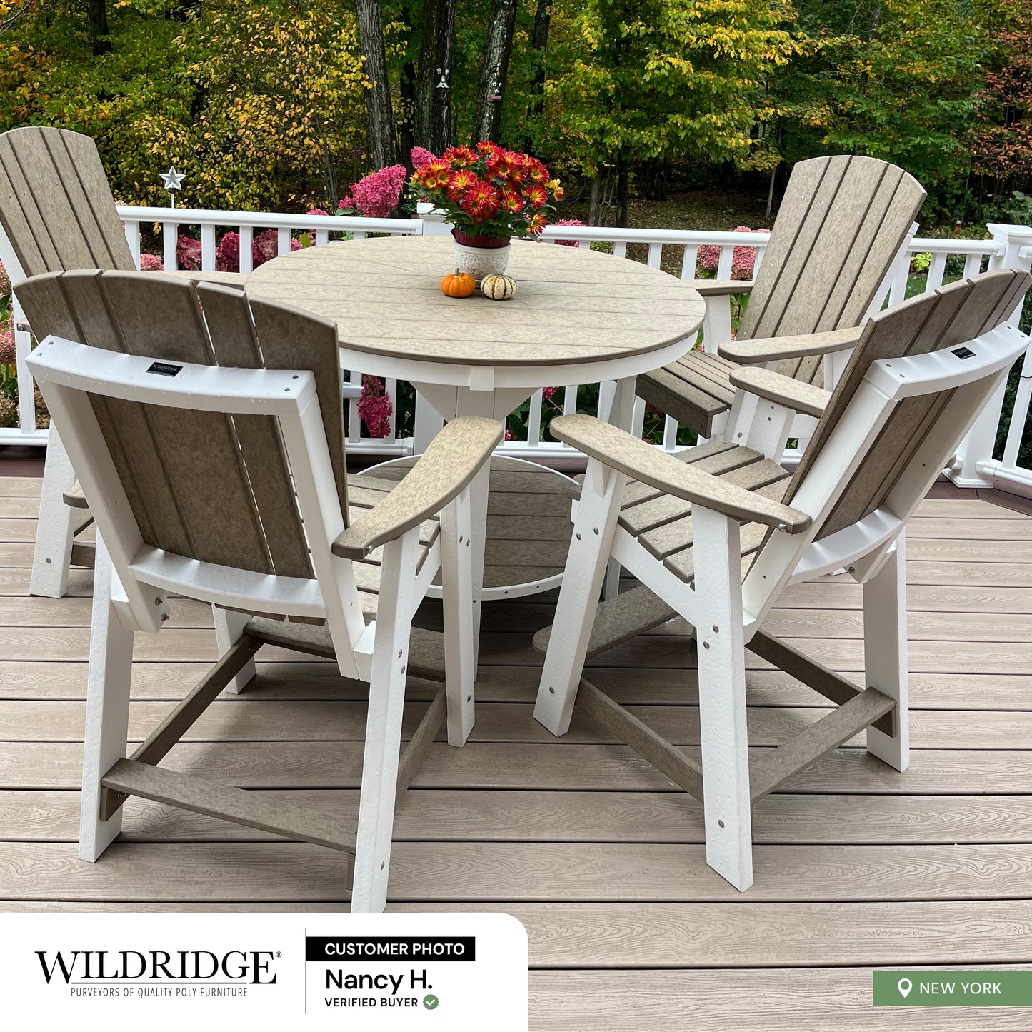 Heritage Balcony Counter Chair dining set in tan and white