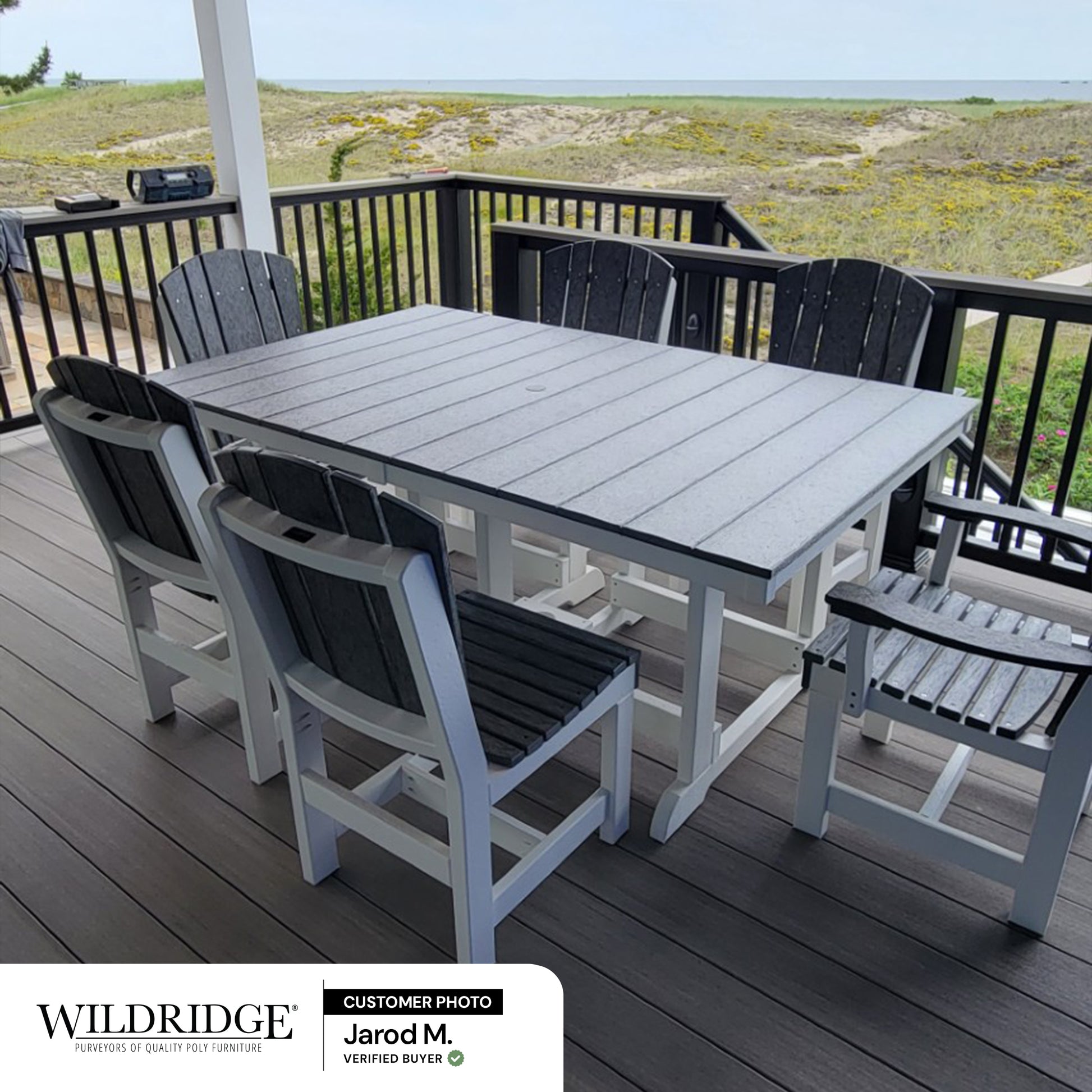 7 piece rectangular outdoor dining set in two tone