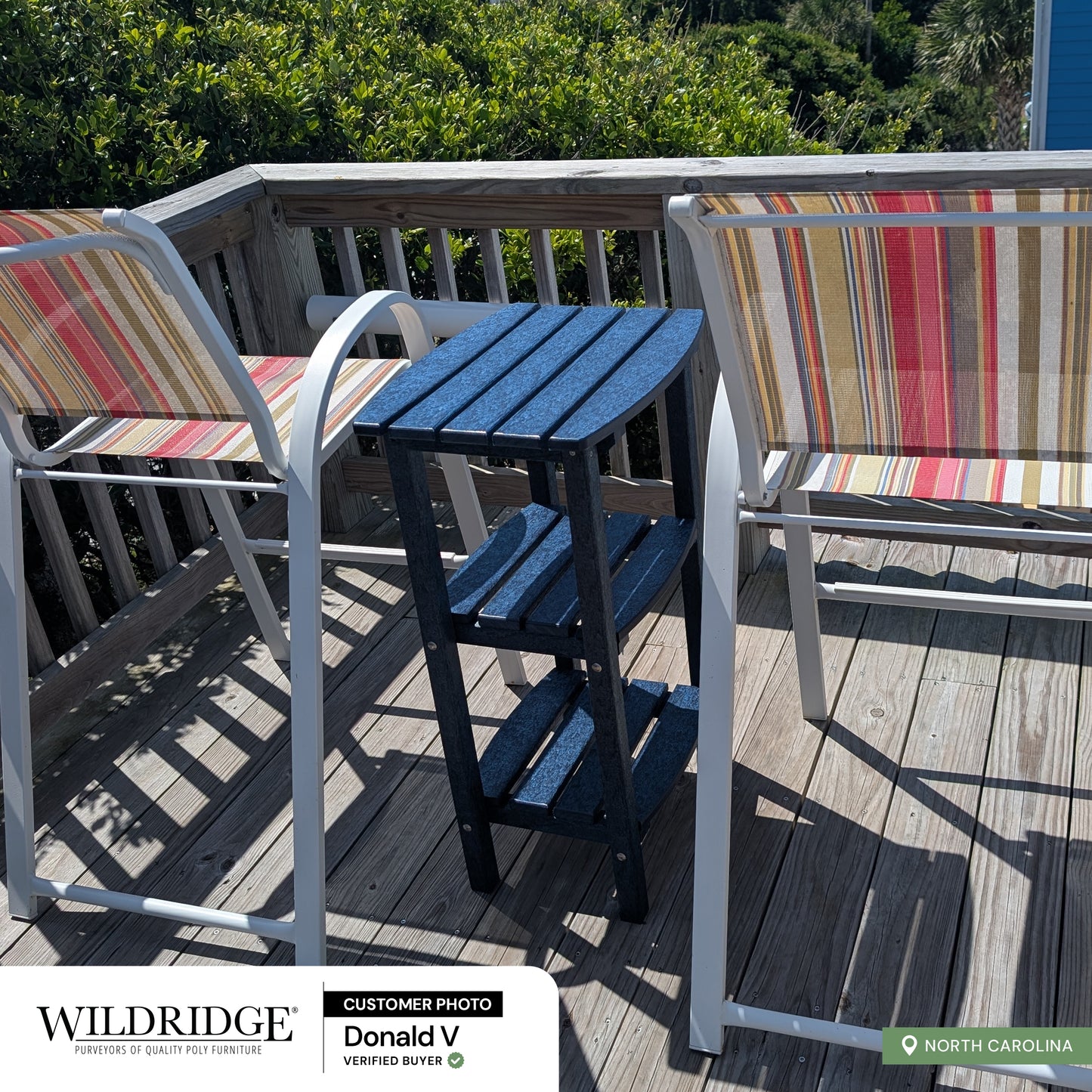 blue 3 tier outdoor side table