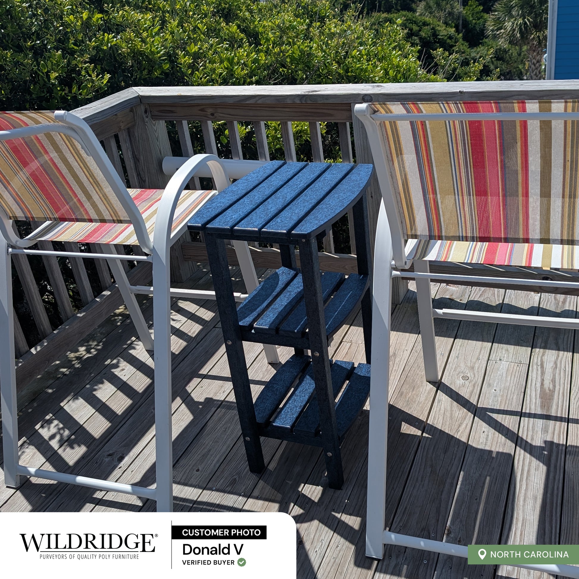 blue 3 tier outdoor side table