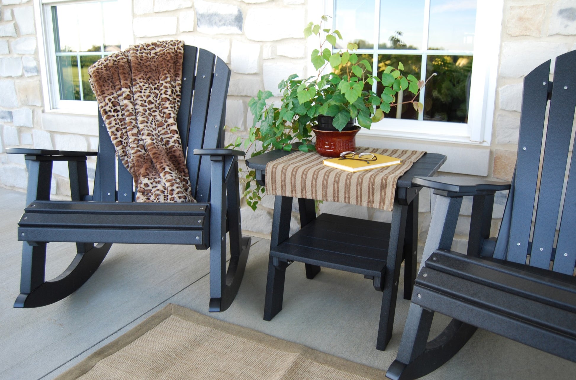 heritage adirondack rocking chair with table