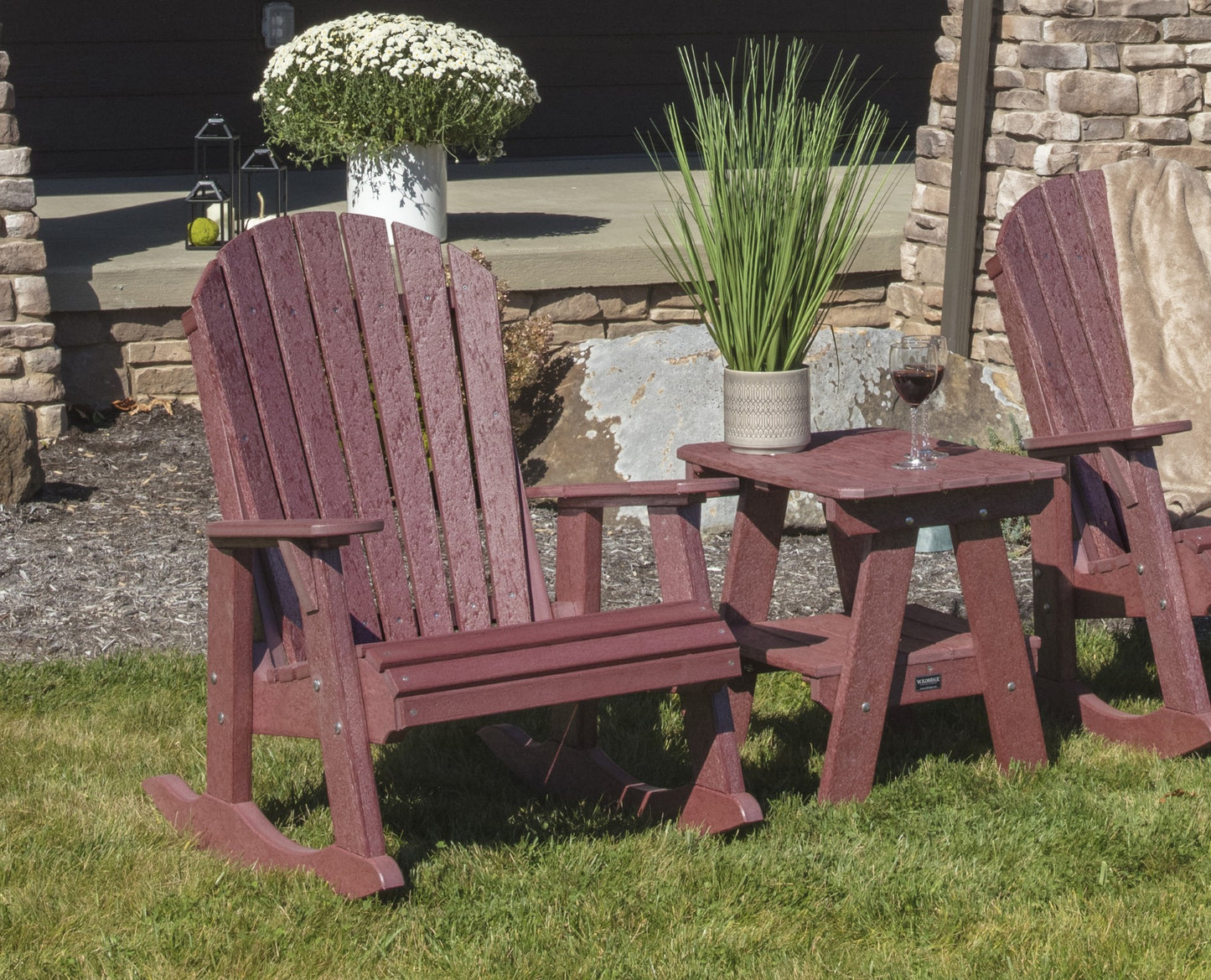 heritage adirondack rocking chairs with table