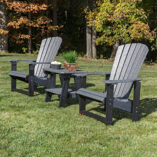 dark gray and black adirondack chair set