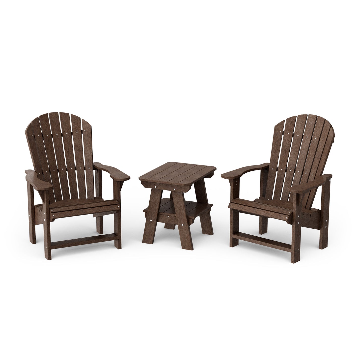 Heritage 3-Piece Upright Adirondack Chair Set with 22" Side Table