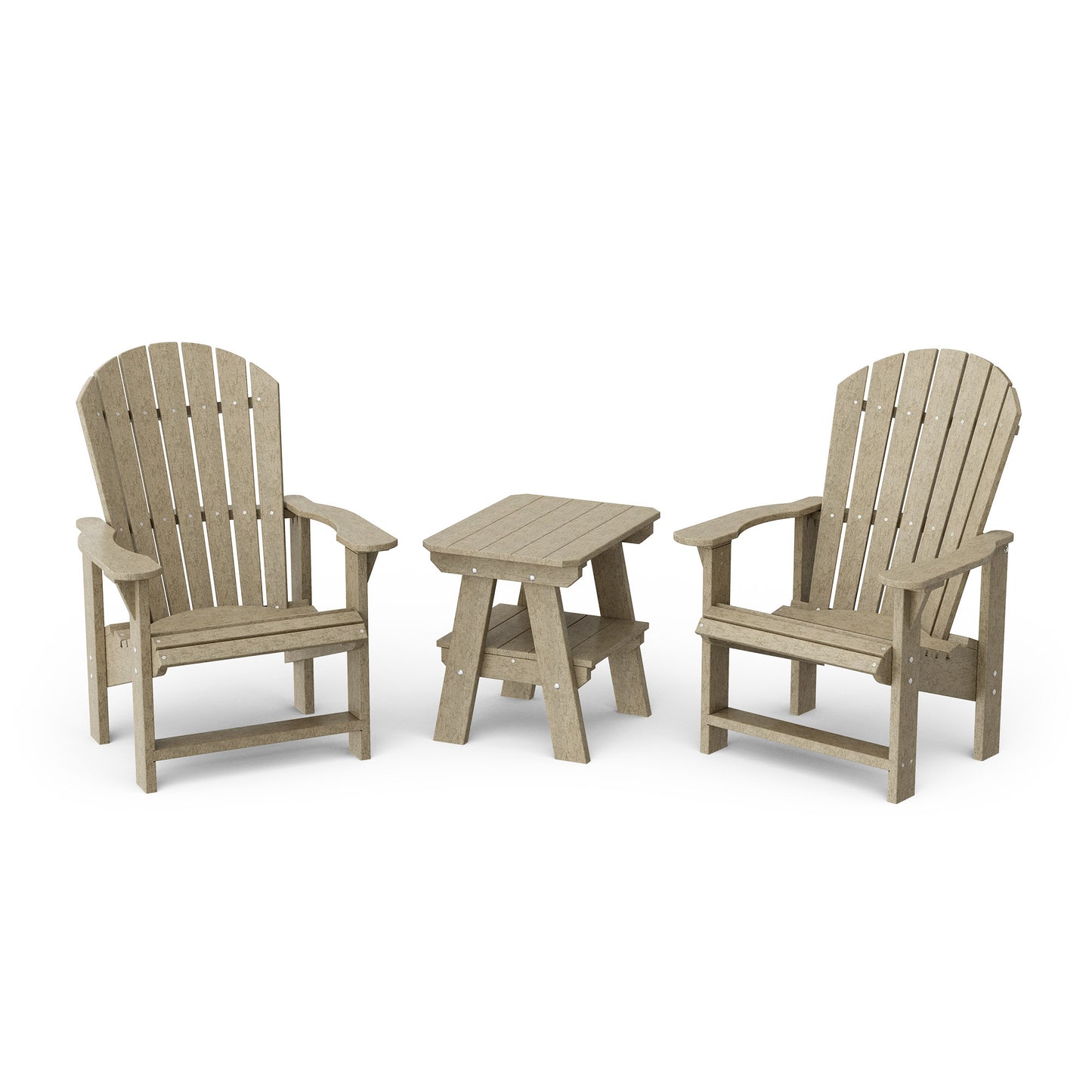 Heritage 3-Piece Upright Adirondack Chair Set with 22" Side Table