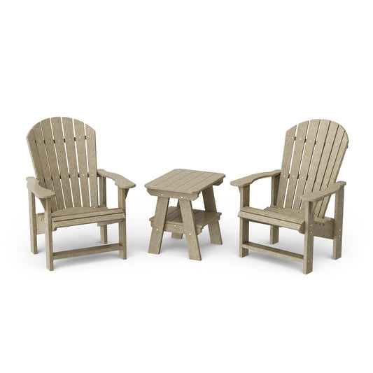 Heritage 3-Piece Upright Adirondack Chair Set with 22" Side Table