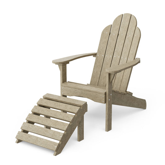 Classic Adirondack Chair with Ottoman Set
