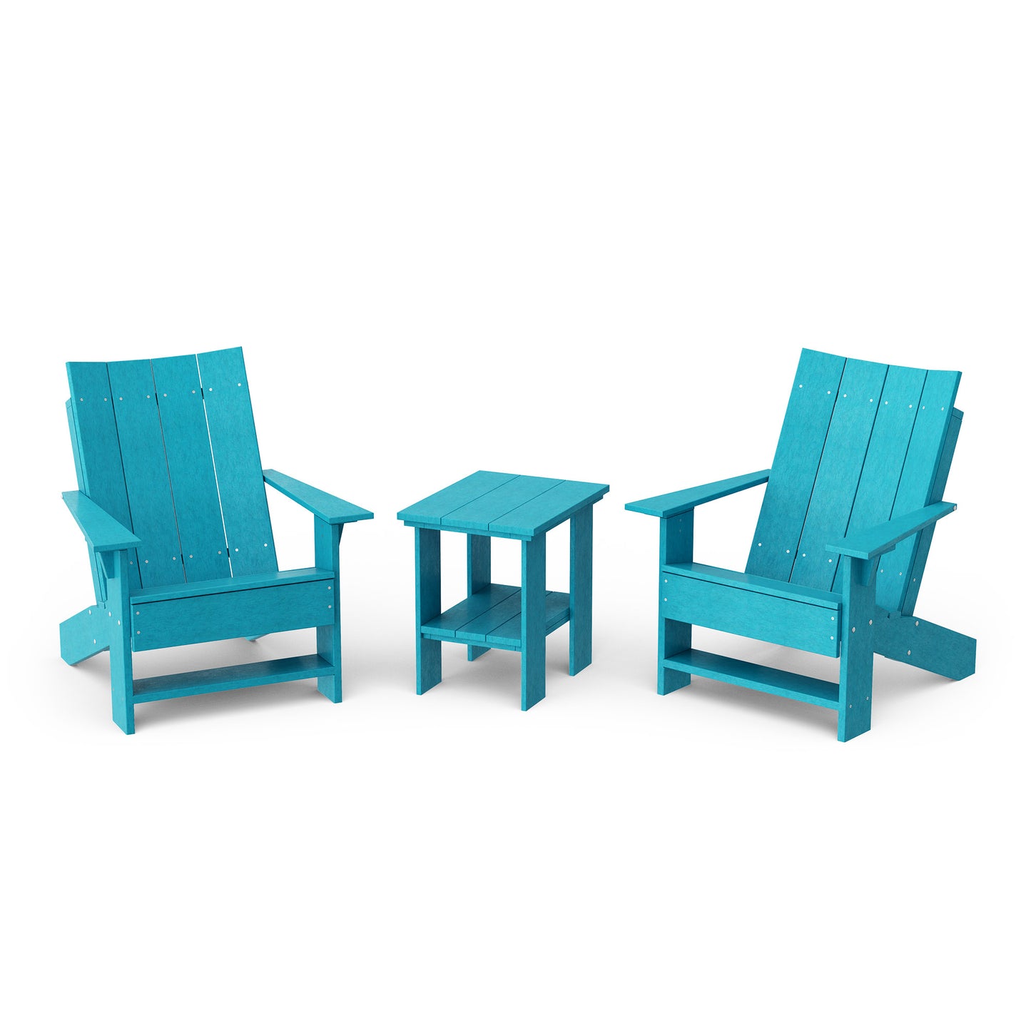 Contemporary 3-Piece Modern Adirondack Chair Set with Side Table