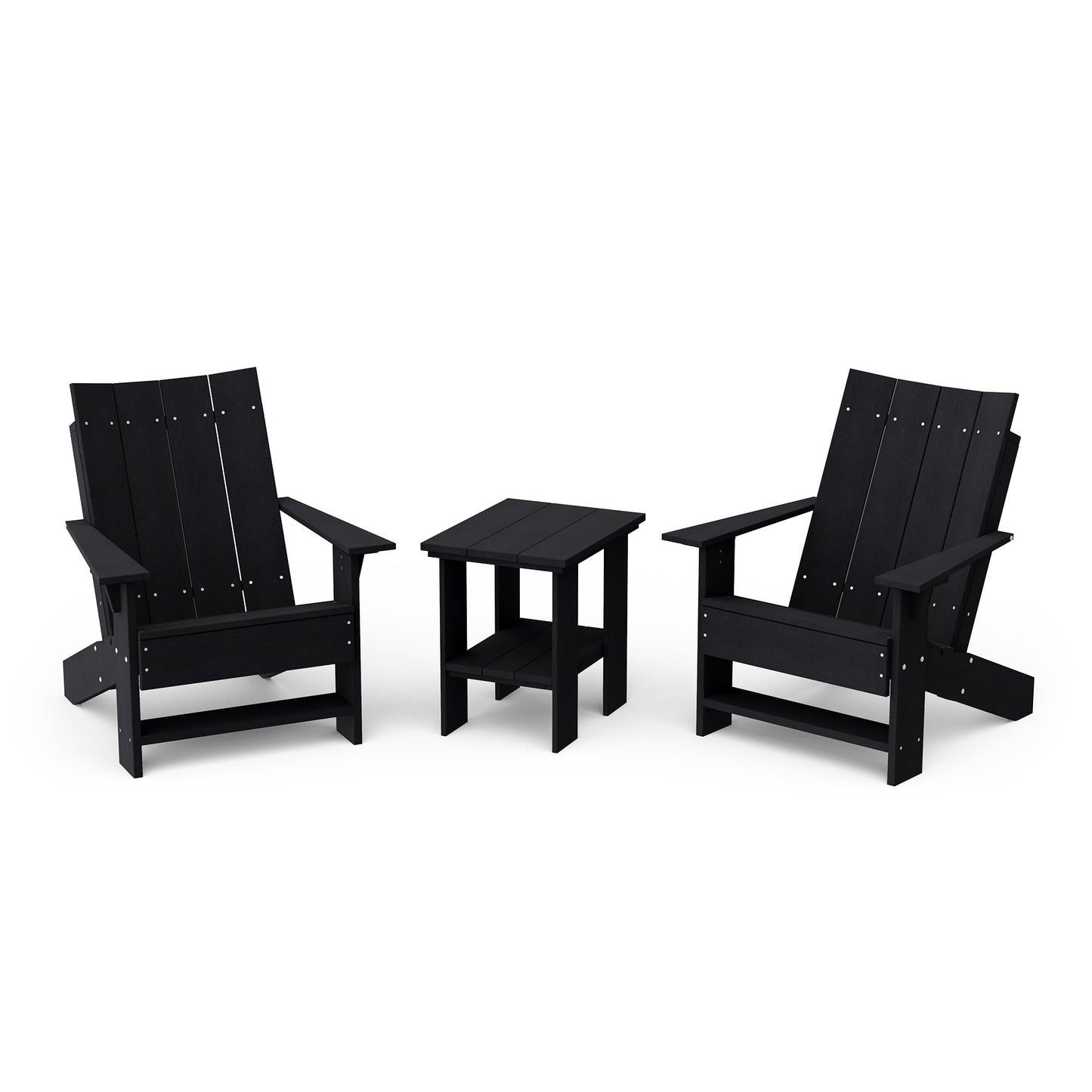 Contemporary 3-Piece Modern Adirondack Chair Set with Side Table