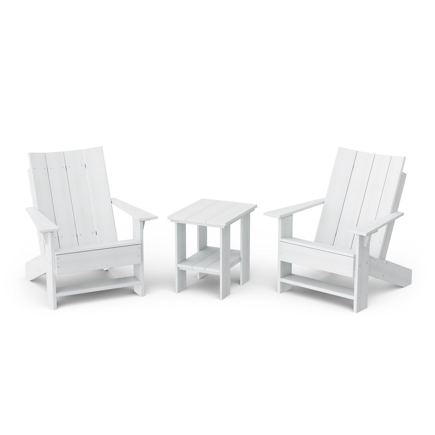 Contemporary 3-Piece Modern Adirondack Chair Set with Side Table