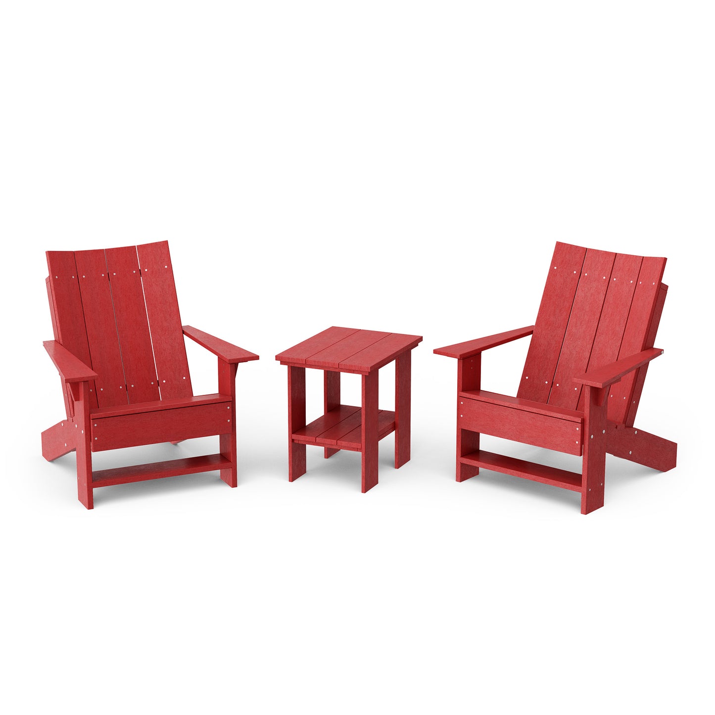 Contemporary 3-Piece Modern Adirondack Chair Set with Side Table