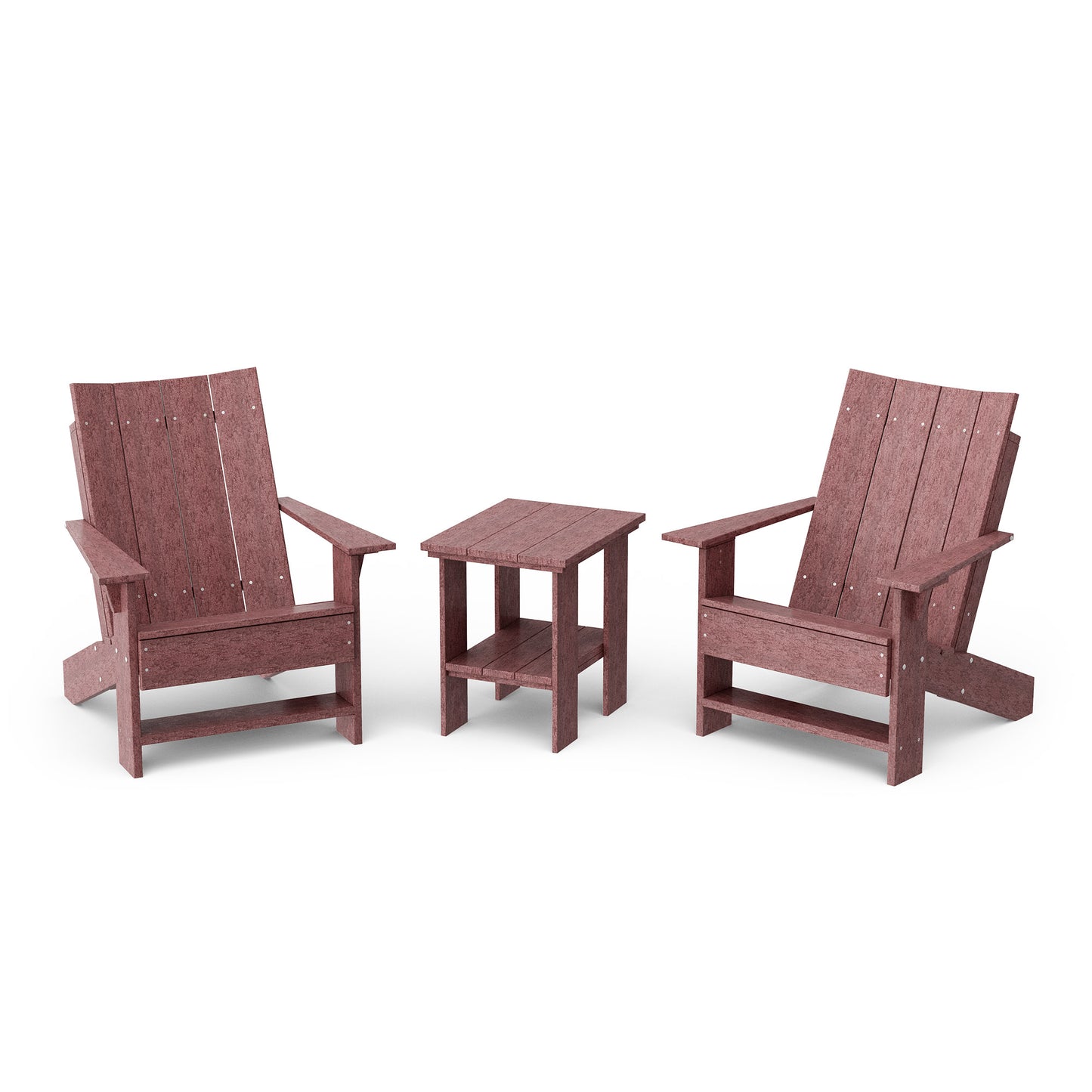 Contemporary 3-Piece Modern Adirondack Chair Set with Side Table