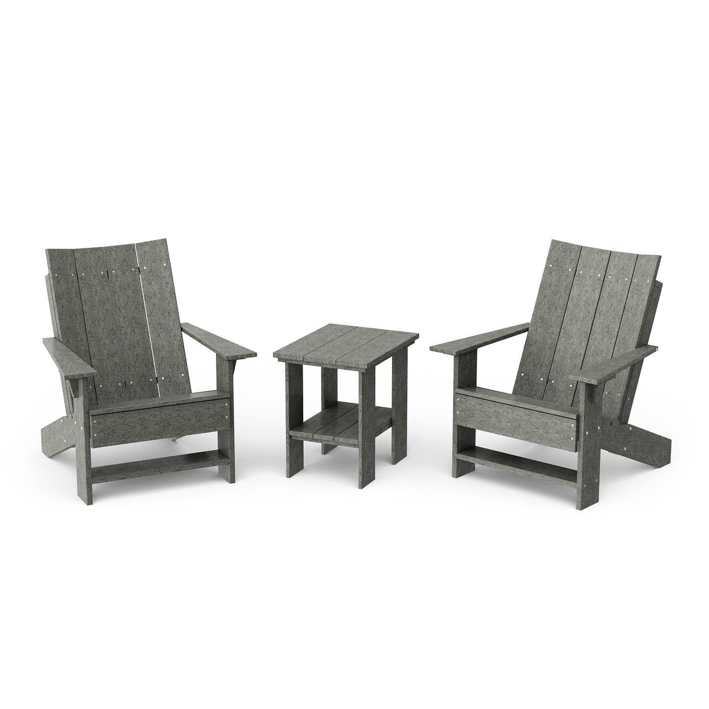Contemporary 3-Piece Modern Adirondack Chair Set with Side Table