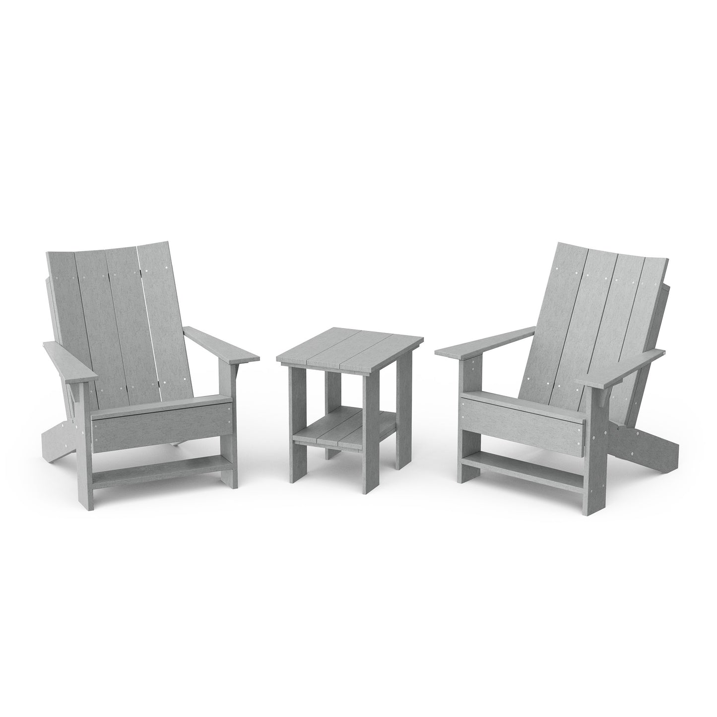 Contemporary 3-Piece Modern Adirondack Chair Set with Side Table