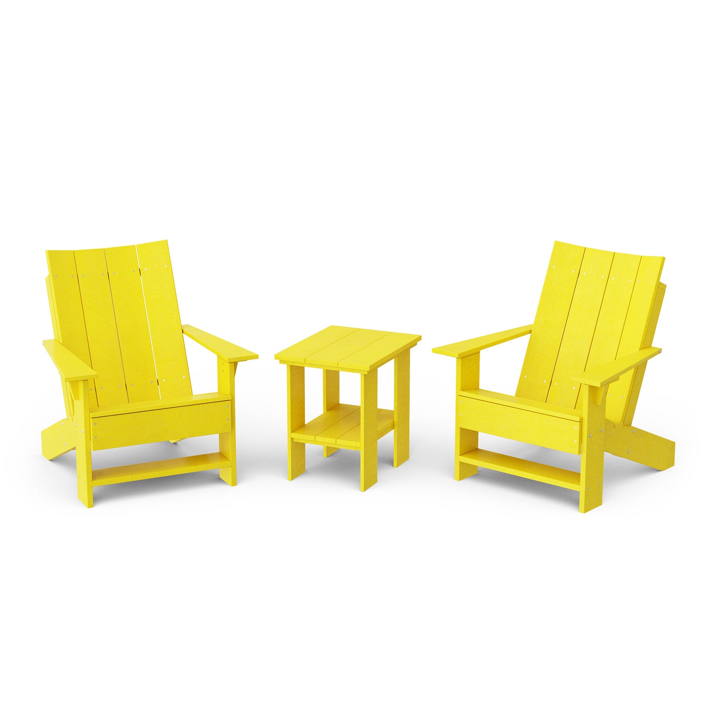 Contemporary 3-Piece Modern Adirondack Chair Set with Side Table