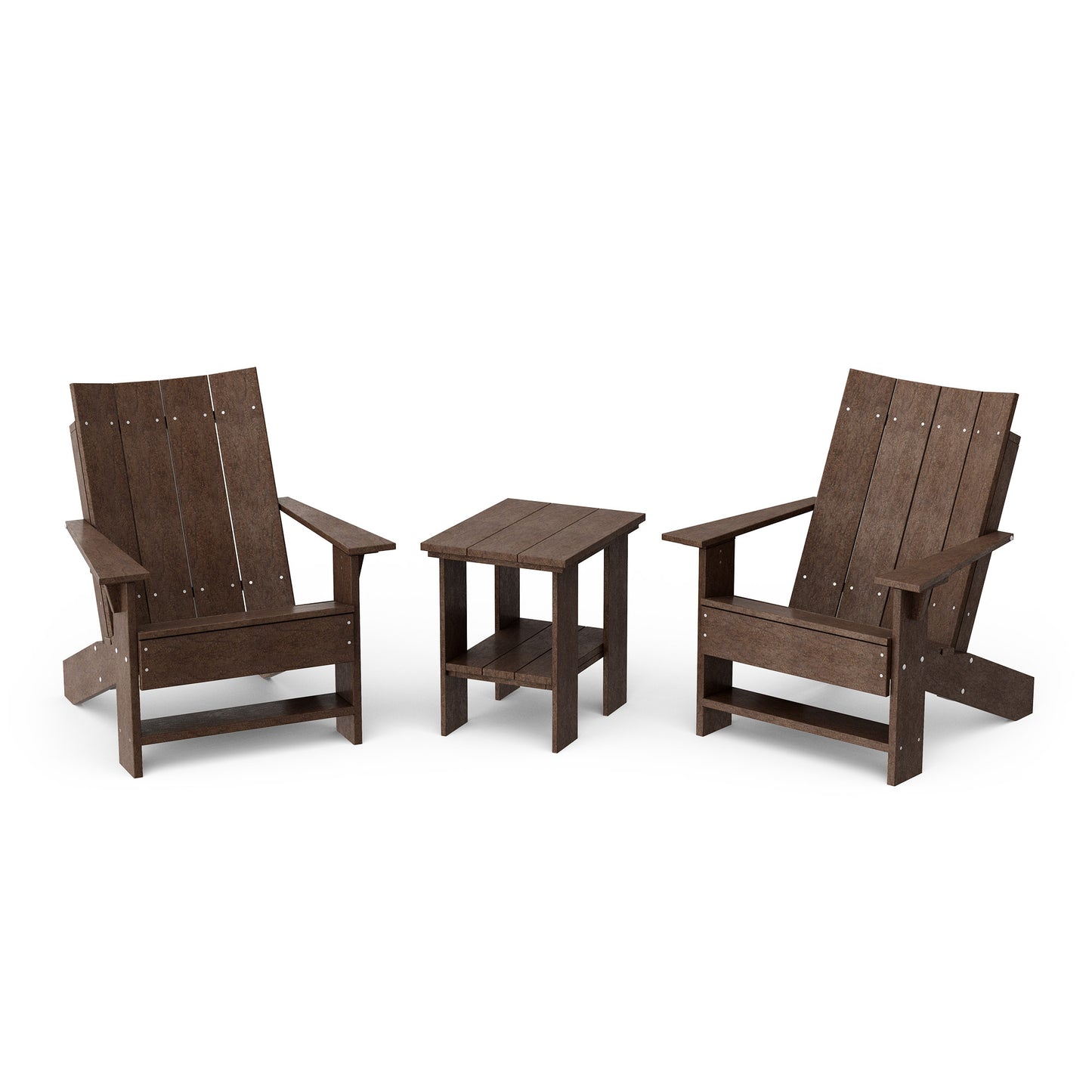 Contemporary 3-Piece Modern Adirondack Chair Set with Side Table