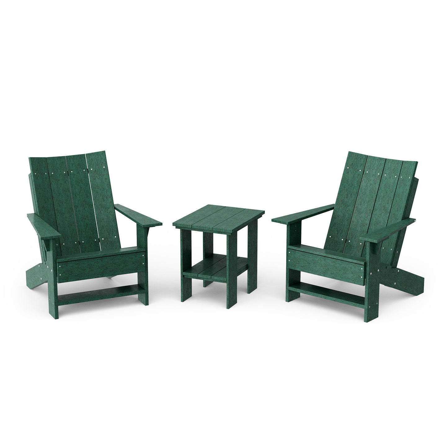Contemporary 3-Piece Modern Adirondack Chair Set with Side Table