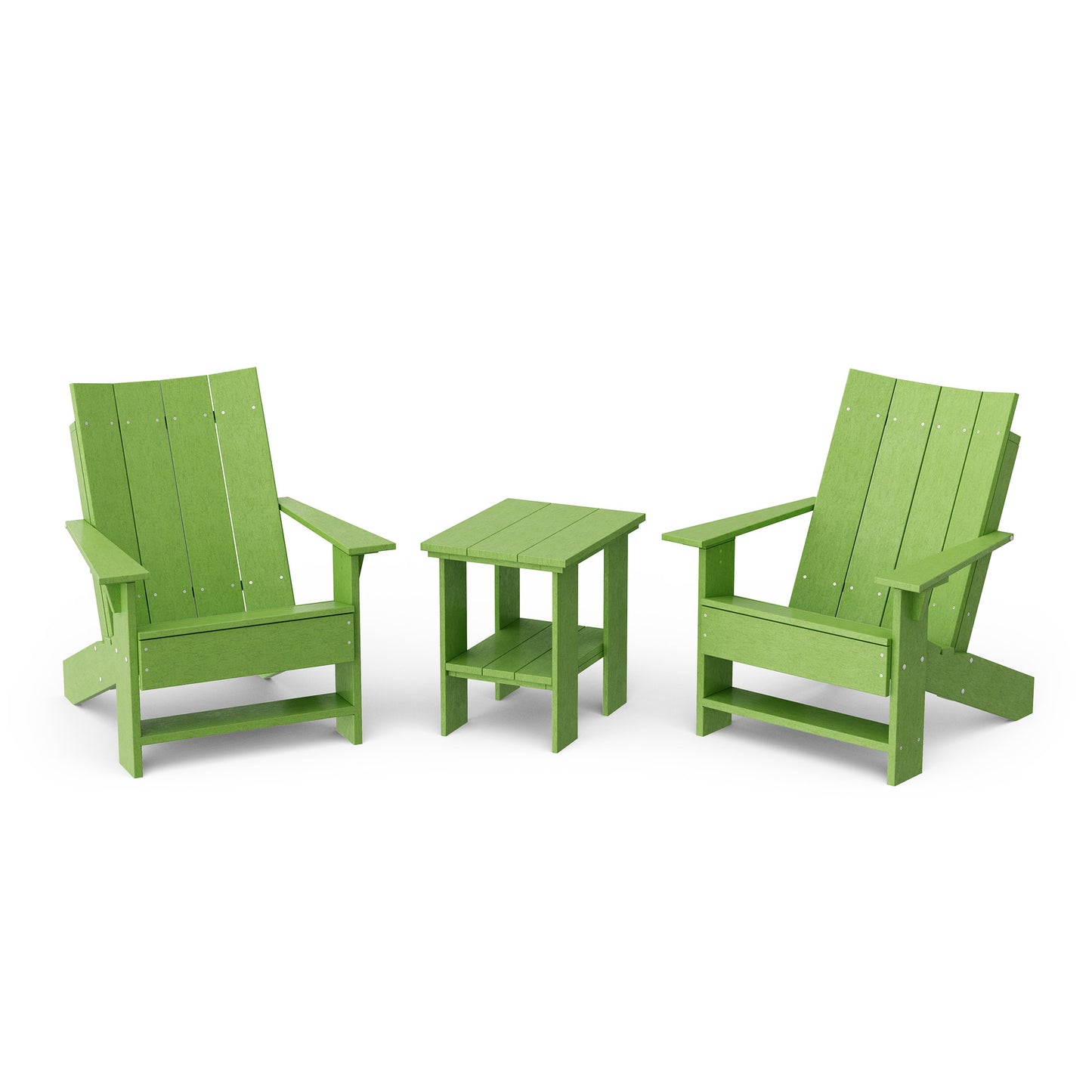 Contemporary 3-Piece Modern Adirondack Chair Set with Side Table