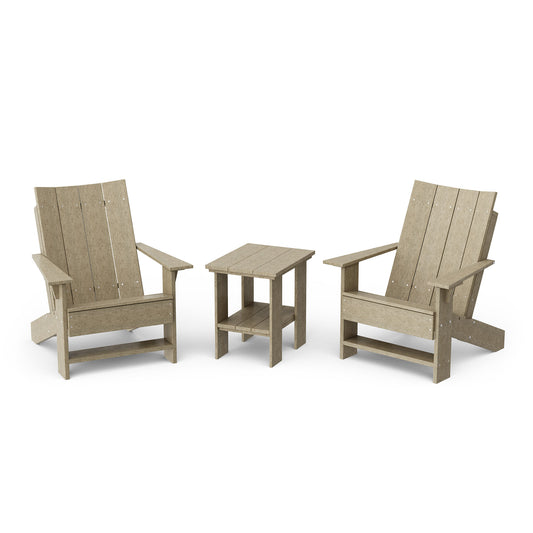 Contemporary 3-Piece Modern Adirondack Chair Set with Side Table