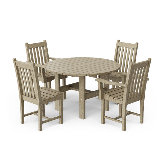 Classic 5-Piece 46" Round Dining Set with Dining Chairs
