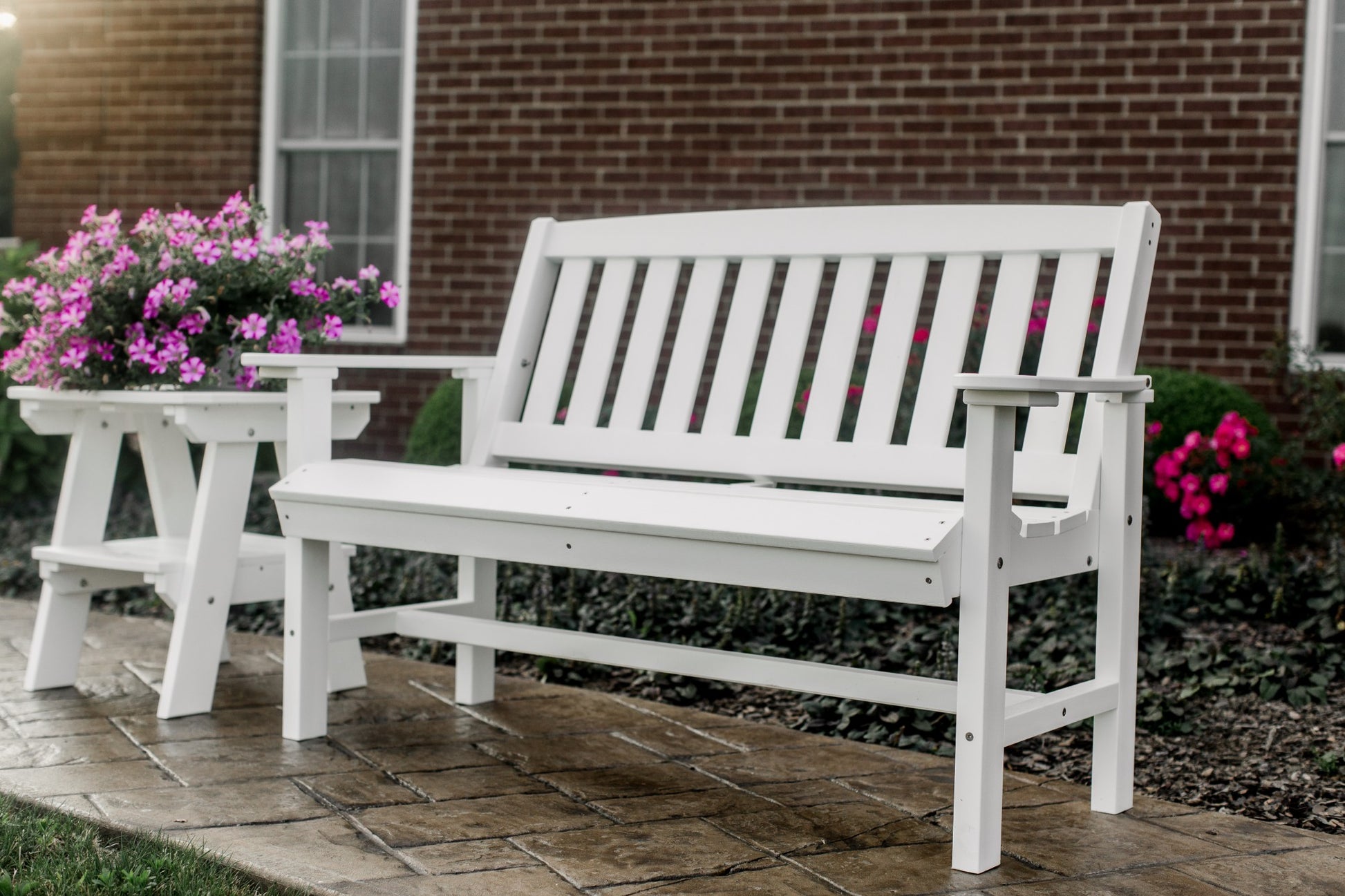 mission bench with side table