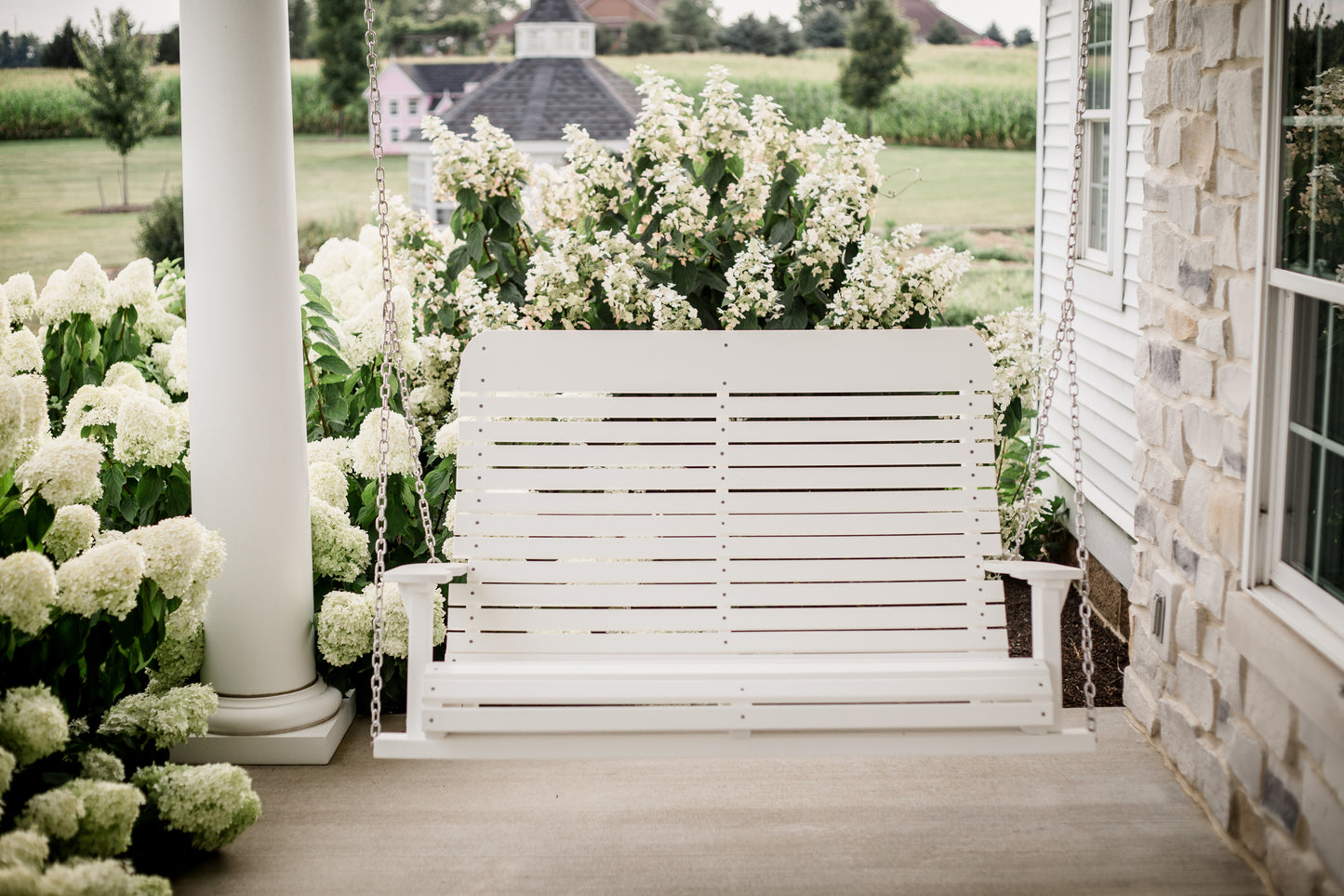 white signature porch swing